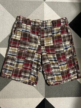 Arrow Y2K Madras Patchwork Plaid 100% Cotton Shorts Preppy Men's Size 34‎ X 9.5